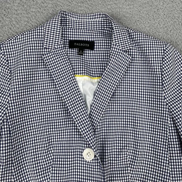 Talbots Womens Navy & White Check Career Blazer Sz 6 - Picture 5 of 6
